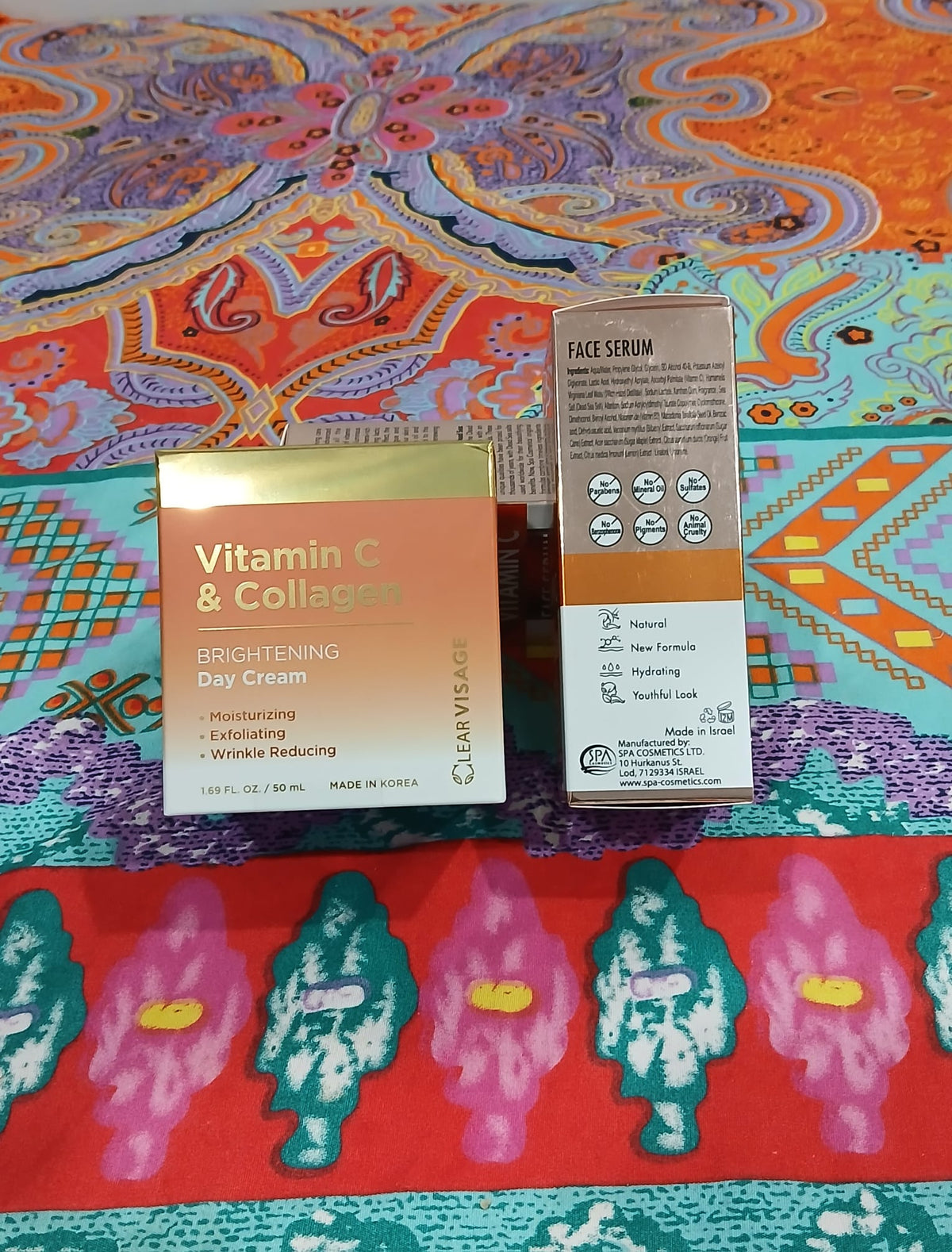 Spa Cosmetics Vitamin C Serum & Clear Visage Vitamin C + Collagen Brightening Day Cream Duo Kit - Kit de Rutina Facial Iluminadora - Suero de Vitamina C y Crema de Día de Colágeno
