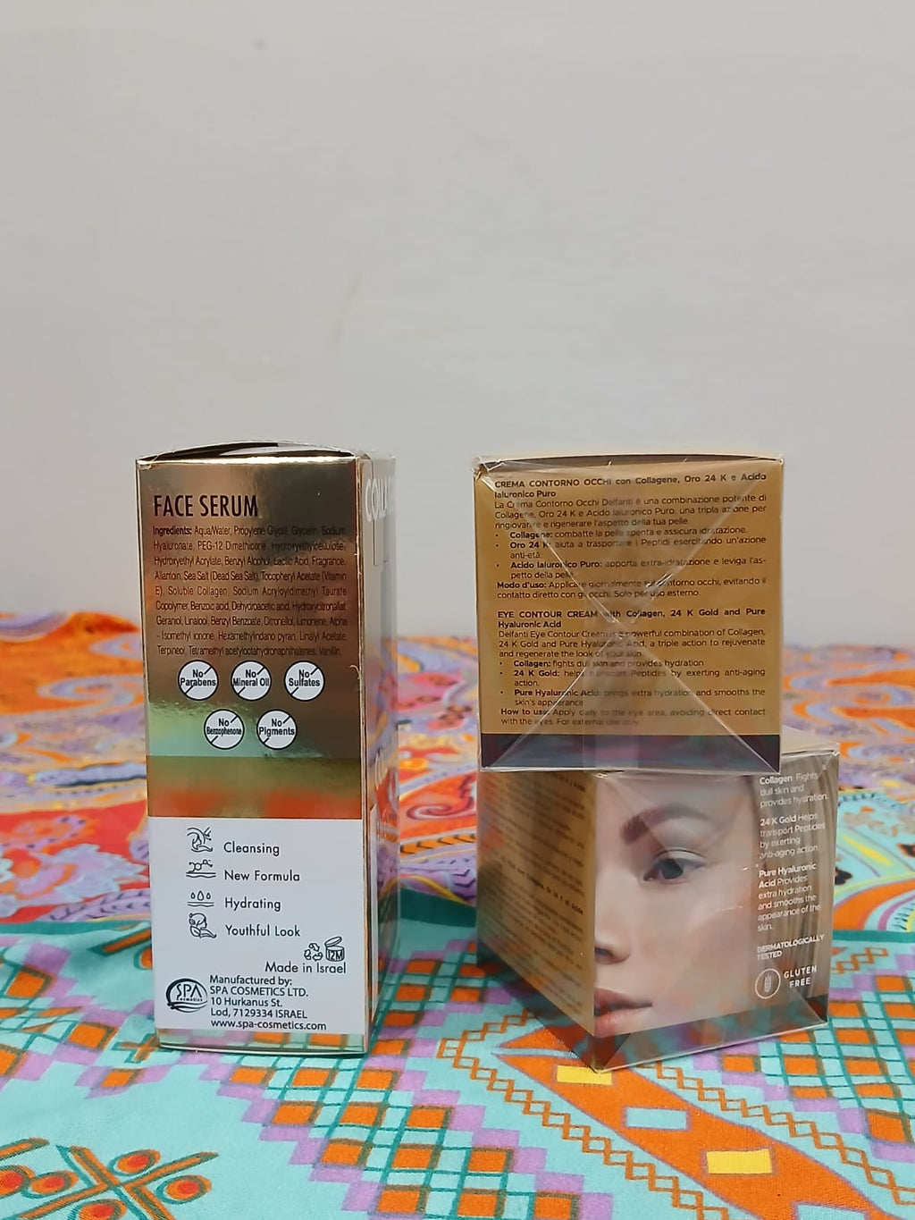 Delfanti Milano Collagen 24K Eye Cream & Spa Cosmetics Collagen Face Serum Routine Duo Kit - Kit de Rutina Facial de Lujo Oro 24K y Colágeno - Crema de Ojos Delfanti y Suero Spa Cosmetics