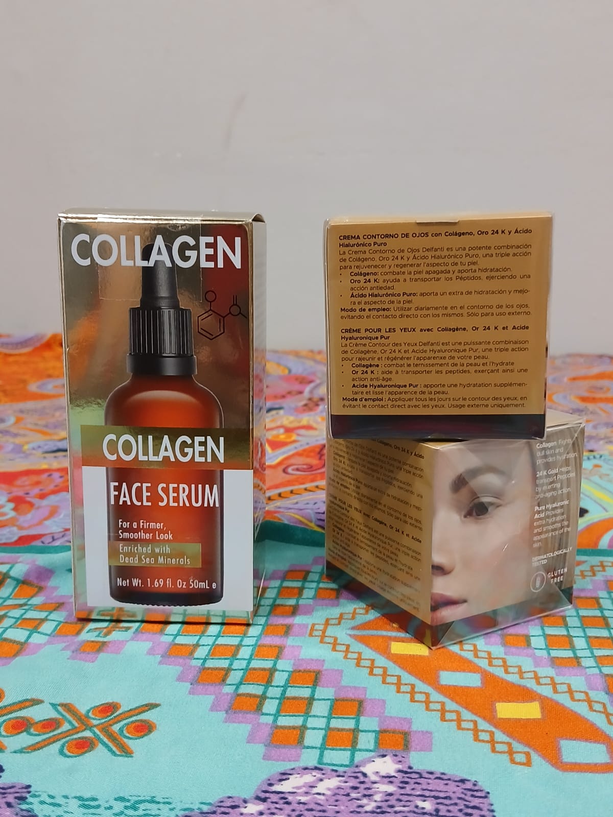 Delfanti Milano Collagen 24K Eye Cream & Spa Cosmetics Collagen Face Serum Routine Duo Kit - Kit de Rutina Facial de Lujo Oro 24K y Colágeno - Crema de Ojos Delfanti y Suero Spa Cosmetics