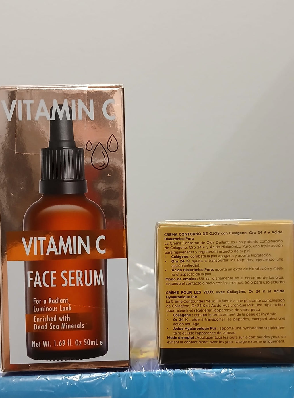 Delfanti Milano Collagen 24K Eye Cream & Spa Cosmetics Vitamin C Serum Routine Duo Kit - Kit de Rutina Facial de Lujo Oro 24K y Vitamina C - Crema de Ojos Delfanti y Suero Spa Cosmetics