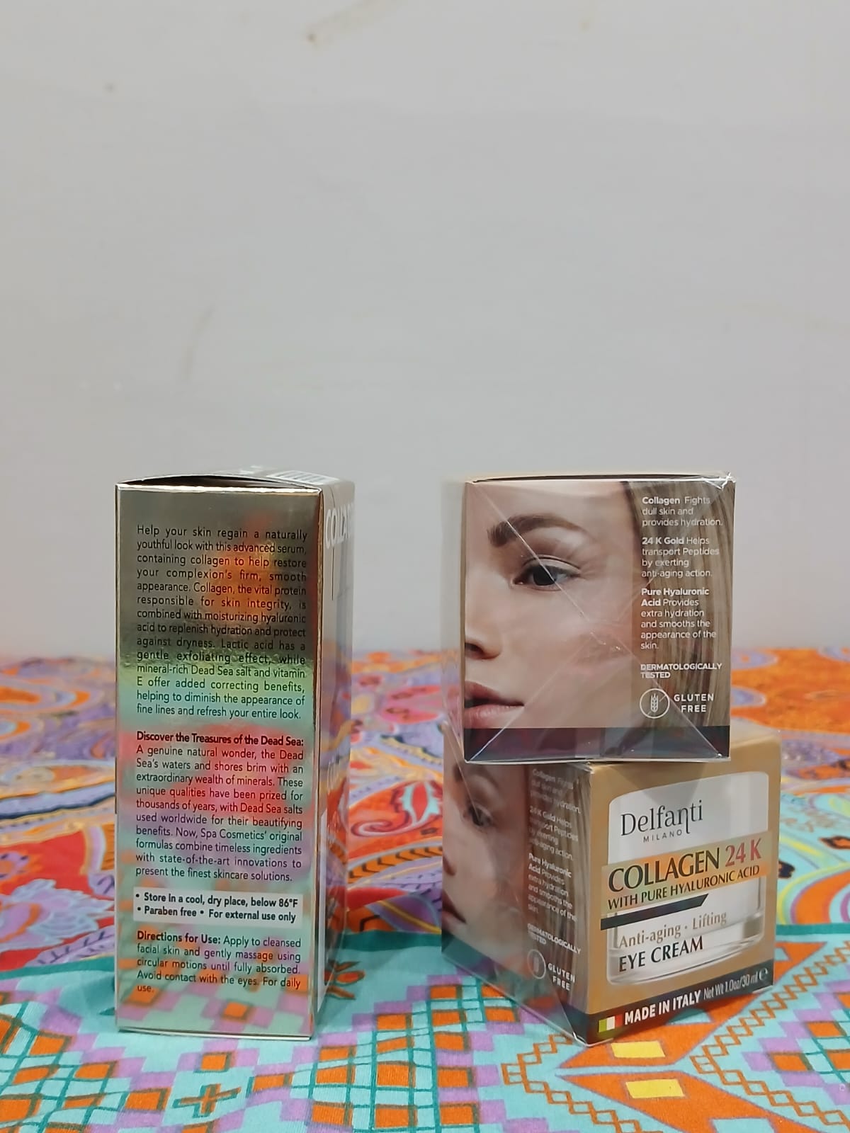 Delfanti Milano Collagen 24K Eye Cream & Spa Cosmetics Collagen Face Serum Routine Duo Kit - Kit de Rutina Facial de Lujo Oro 24K y Colágeno - Crema de Ojos Delfanti y Suero Spa Cosmetics
