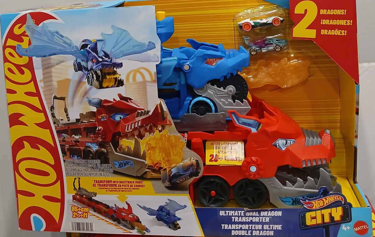 Hot Wheels City Ultimate Dual Dragon Transporter Playset / Set de Juego Transportador Supremo de Dragón Doble Hot Wheels City
