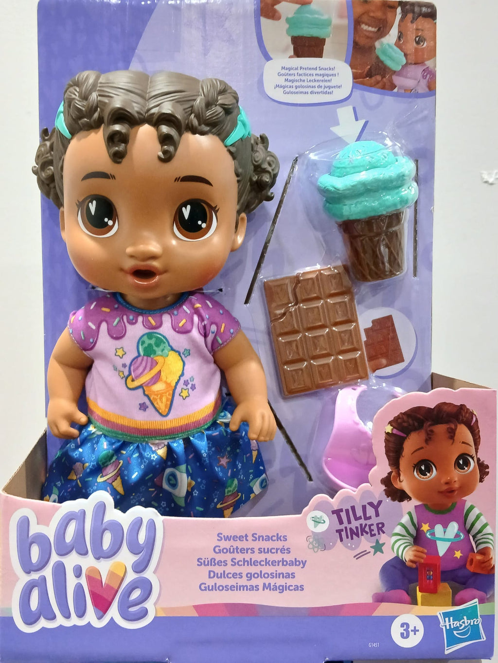 Hasbro Baby Alive Sweet Snacks Tilly Tinker Doll Playset - Muñeca Baby Alive Tilly Tinker Dulces Golosinas Mágicas Hasbro