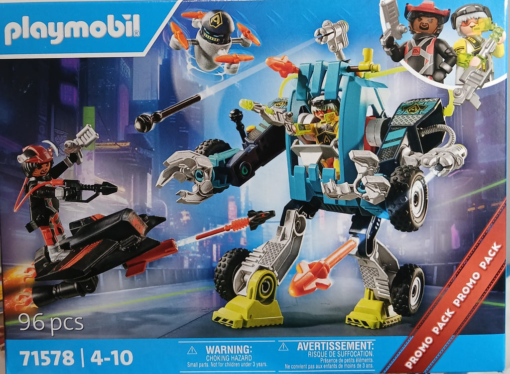 PLAYMOBIL Promo Pack: Robot vs. Glider Futuristic Playset (71578)- Set de Figuras PLAYMOBIL Promo Pack: Robot vs. Planeador (71578)