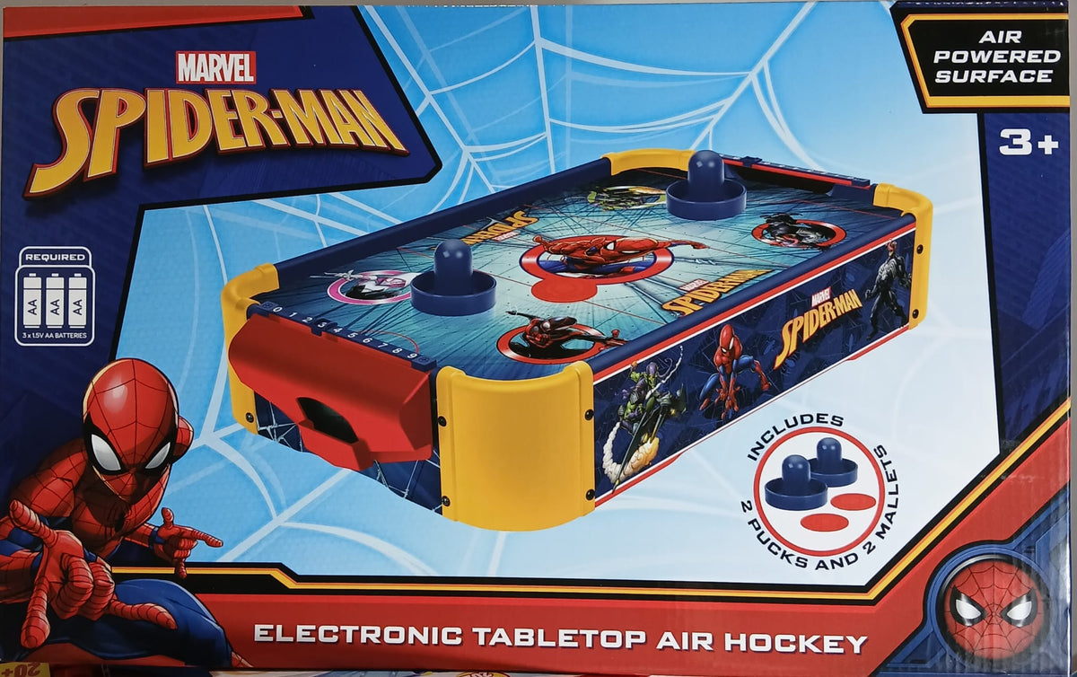 Marvel Spider-Man Electronic Tabletop Air Hockey Game by World Tech Toys - Mini Mesa de Air Hockey Electrónica de Marvel Spider-Man World Tech Toys