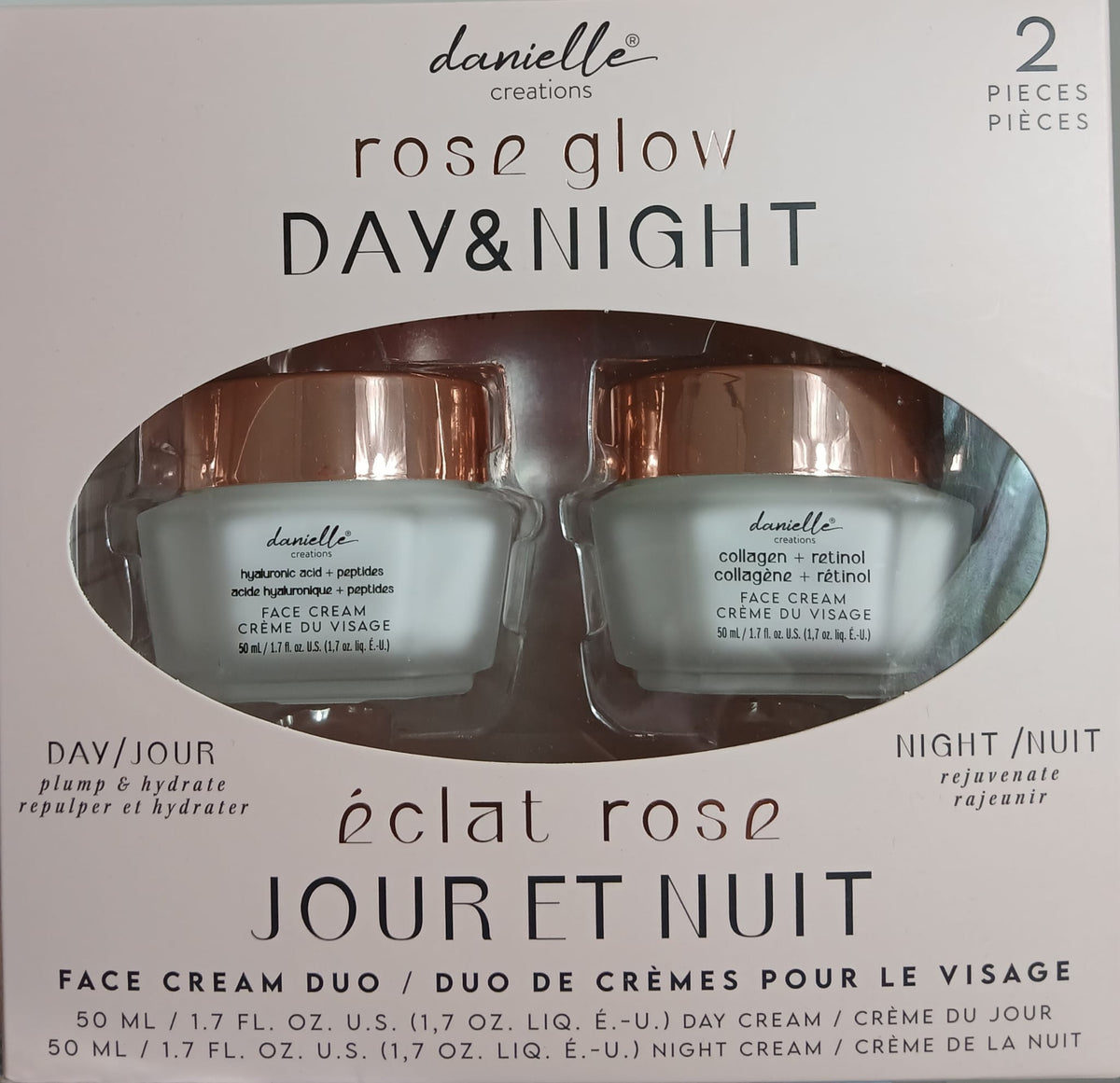 Danielle Creations Rose Glow Day & Night Face Cream Duo Pack (2 x 50ml) - Set Facial Antiedad Danielle Creations Rose Glow Día y Noche (2 x 50ml)