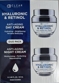 CB Clear Beauty Hyaluronic & Retinol Anti-Aging Day & Night Cream Duo Pack (2 x 50ml) - Set Facial Antiedad e Hidratación CB Clear Beauty Ácido Hialurónico y Retinol Día y Noche (2 x 50ml)
