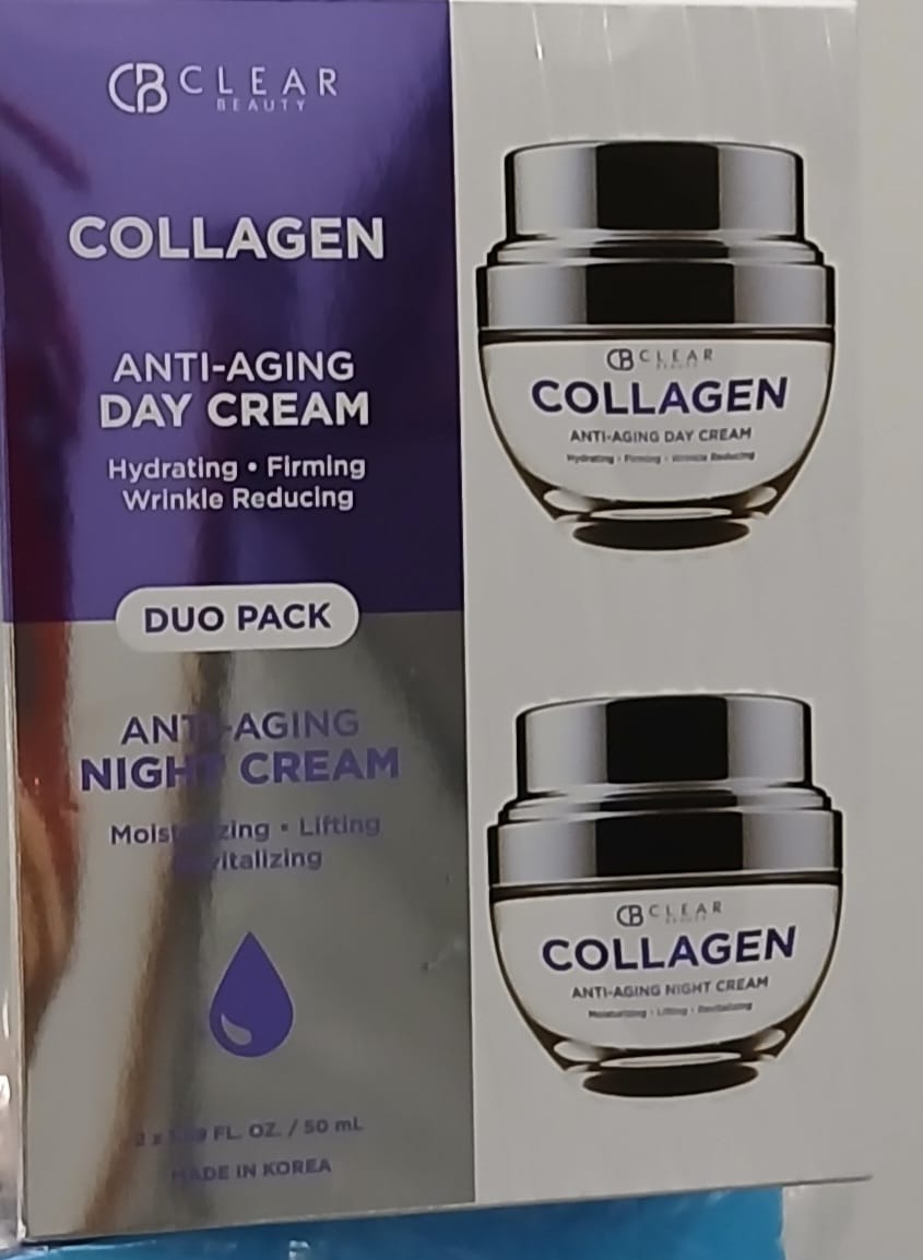 CB Clear Beauty Collagen Anti-Aging Day & Night Cream Duo Pack (2 x 50ml) - Set Facial Antiedad y Firmeza CB Clear Beauty Colágeno Día y Noche (2 x 50ml)