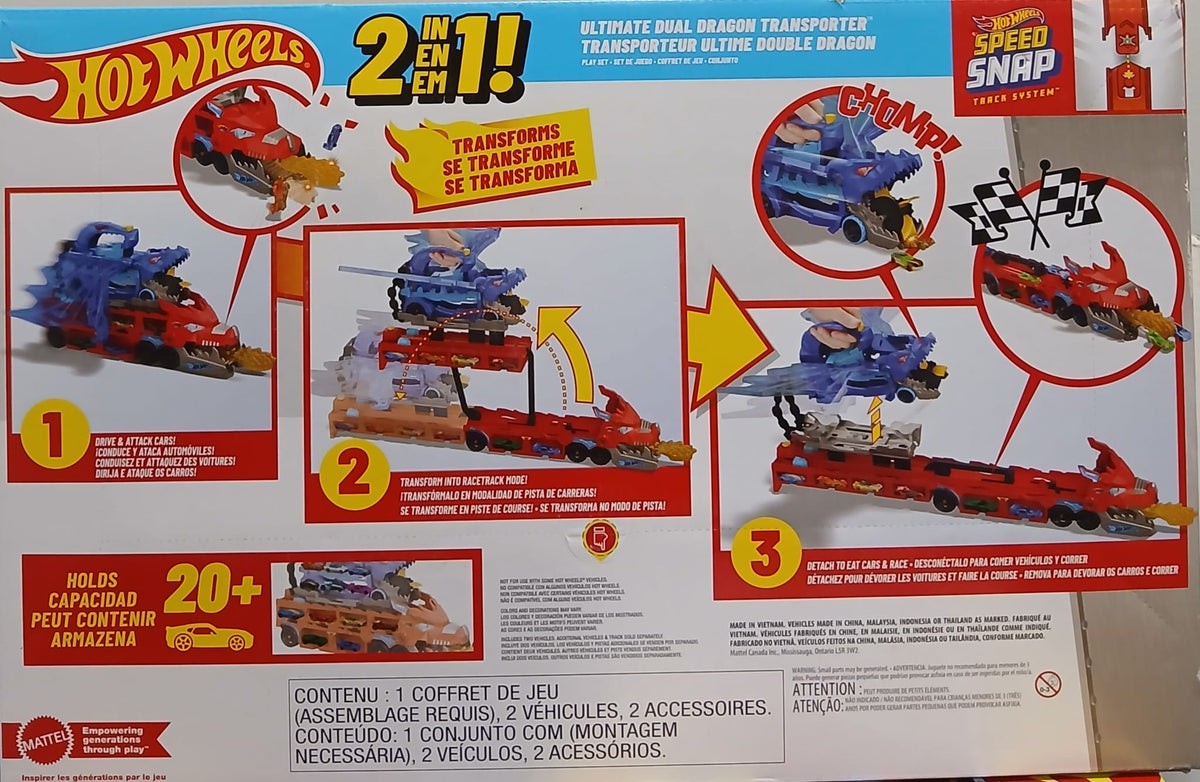 Hot Wheels City Ultimate Dual Dragon Transporter Playset / Set de Juego Transportador Supremo de Dragón Doble Hot Wheels City