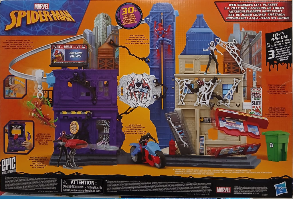 * Marvel Spider-Man Venom Versus Web Slinging City Playset *Set de Juego Marvel Spider-Man Venom Versus Ciudad Arácnida