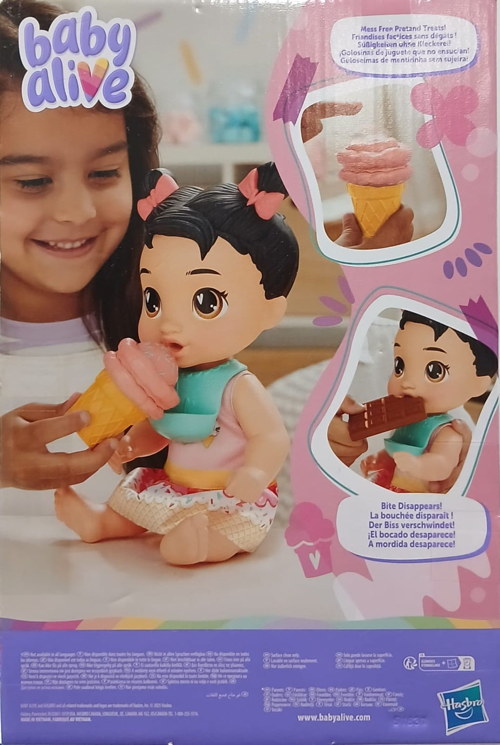 Hasbro Baby Alive Sweet Snacks Katie Kat Black Hair Doll Playset - Muñeca Baby Alive Katie Kat Dulces Golosinas Pelo Negro Hasbro