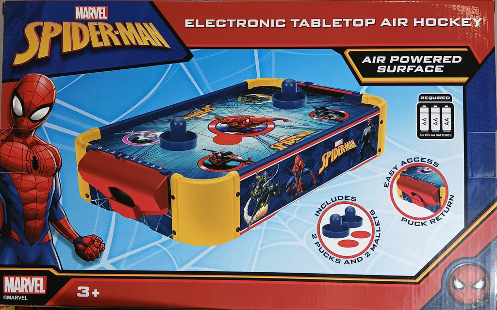 Marvel Spider-Man Electronic Tabletop Air Hockey Game by World Tech Toys - Mini Mesa de Air Hockey Electrónica de Marvel Spider-Man World Tech Toys