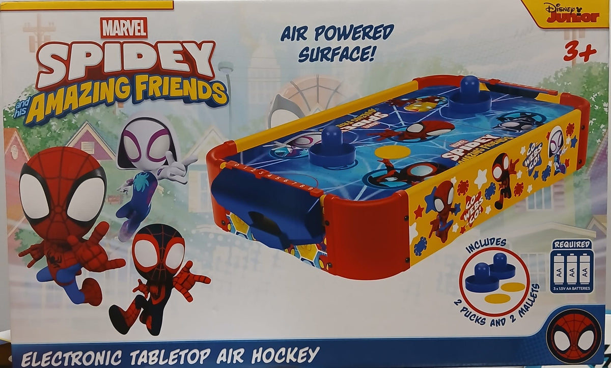 Marvel Spider-Man Electronic Tabletop Air Hockey Game by World Tech Toys - Mini Mesa de Air Hockey Electrónica de Marvel Spider-Man World Tech Toys