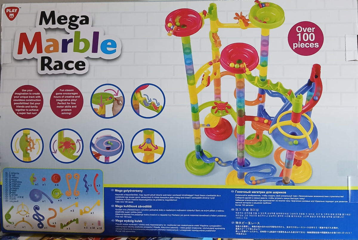 Playgo Mega Marble Race Toy Set with Over 100 Pieces (9319)- Carrera de Canicas Megagrande Playgo Mega Marble Race 100+ Piezas (9319)