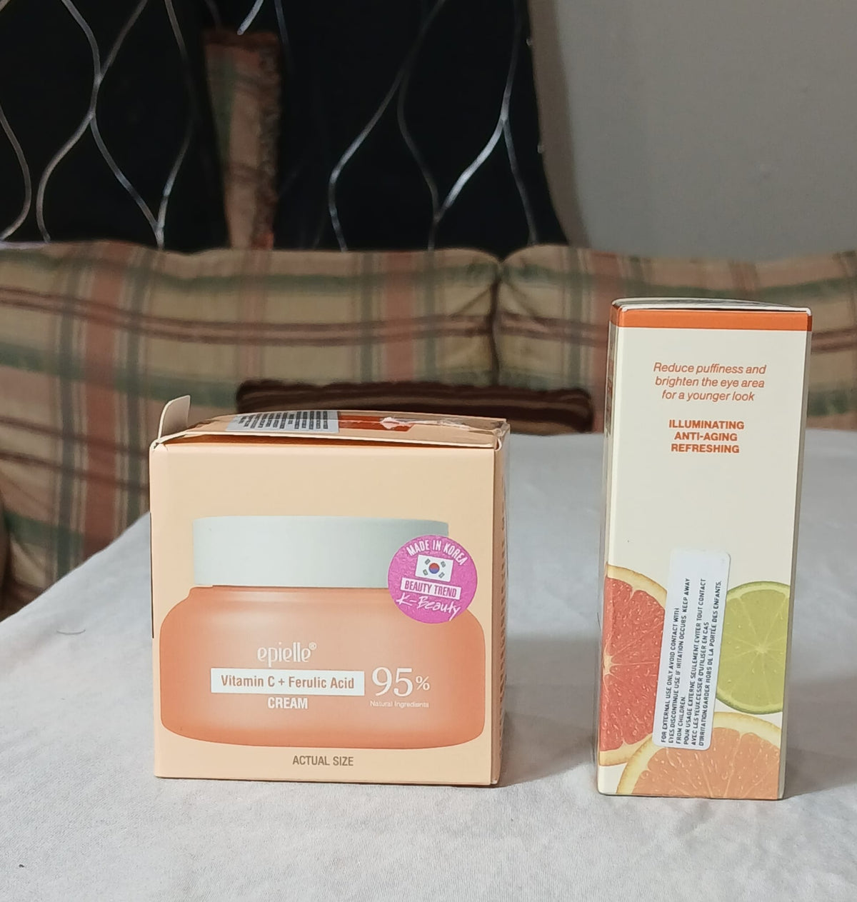 epielle Vitamin C & Ferulic Acid Face Cream (50g) with DERMAEON Eye Serum Roller (30ml) Routine Duo - Dúo de Rutina Facial Iluminadora Antioxidante - Crema epielle 50g y Rodillo de Ojos DERMAEON 30ml