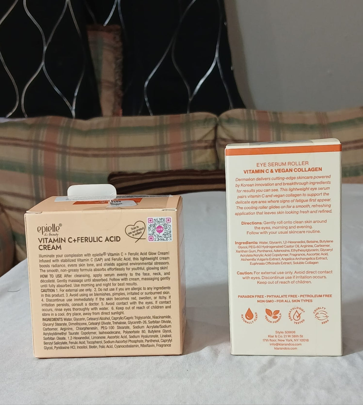 epielle Vitamin C & Ferulic Acid Face Cream (50g) with DERMAEON Eye Serum Roller (30ml) Routine Duo - Dúo de Rutina Facial Iluminadora Antioxidante - Crema epielle 50g y Rodillo de Ojos DERMAEON 30ml