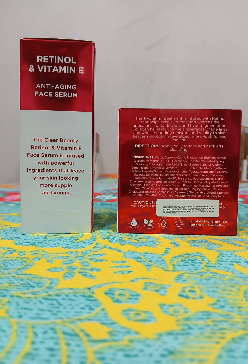 CB Clear Beauty Retinol & Vitamin E Serum with Retinol & Collagen Day Cream Anti-Aging Duo Kit - Kit de Rutina Facial Antiedad Intensiva CB Clear Beauty - Suero de Retinol y Crema de Día de Colágeno